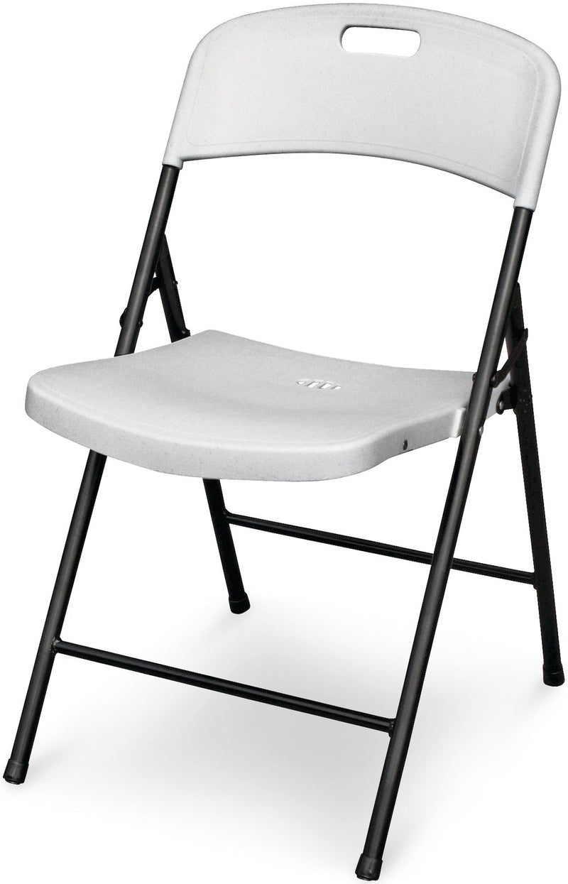 Portable Indoor/Outdoor Contoured Plastic & Metal Folding Chair, White K7G9