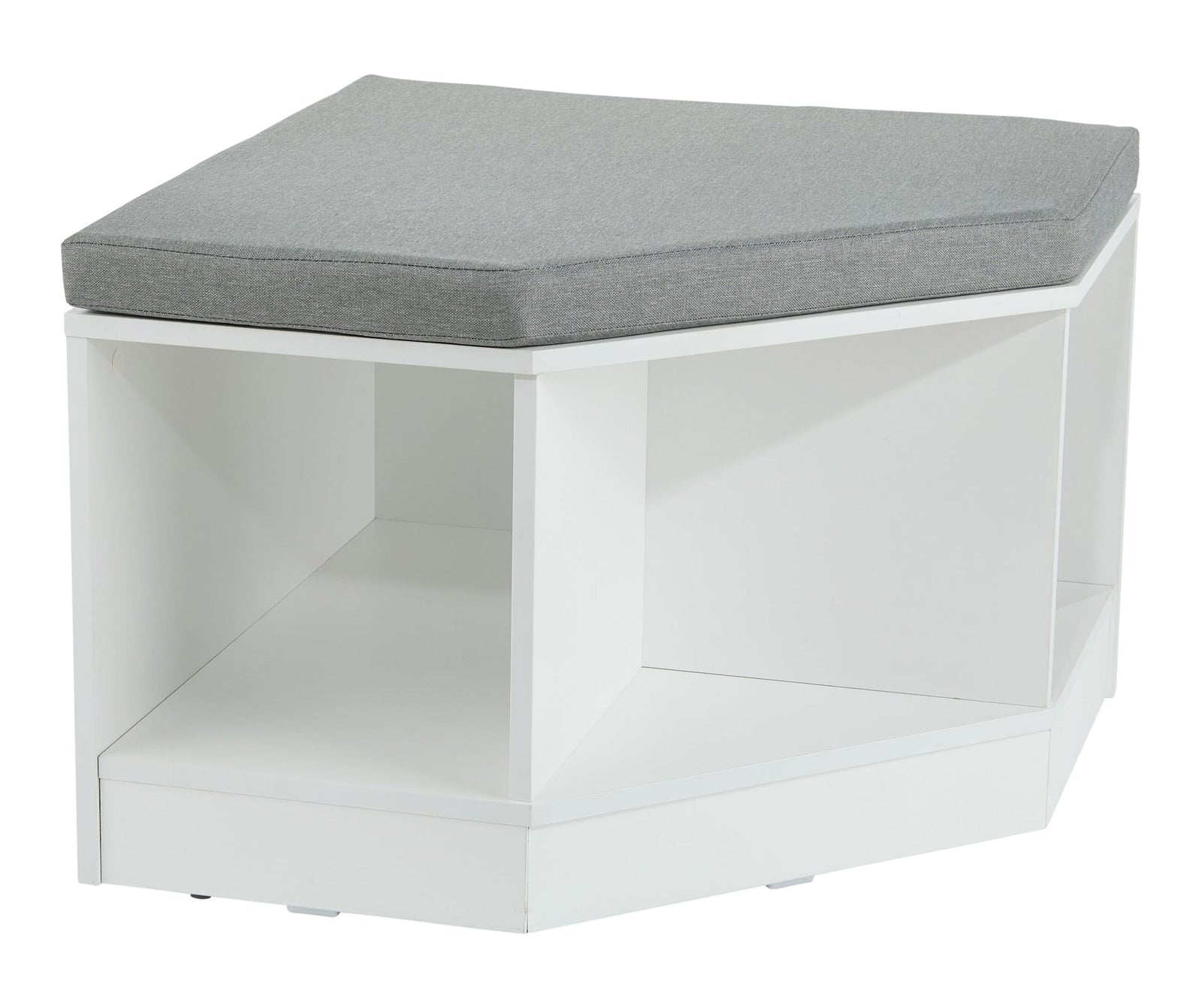 Space Saving Corner Bench with Storage, White/Grey H5K5 - product image 1