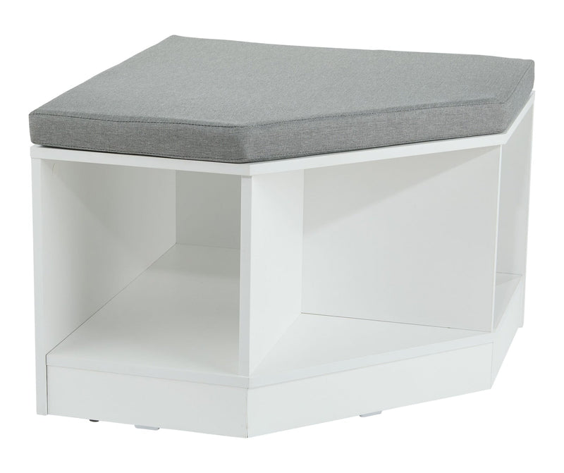 Space Saving Corner Bench with Storage, White/Grey H5K5