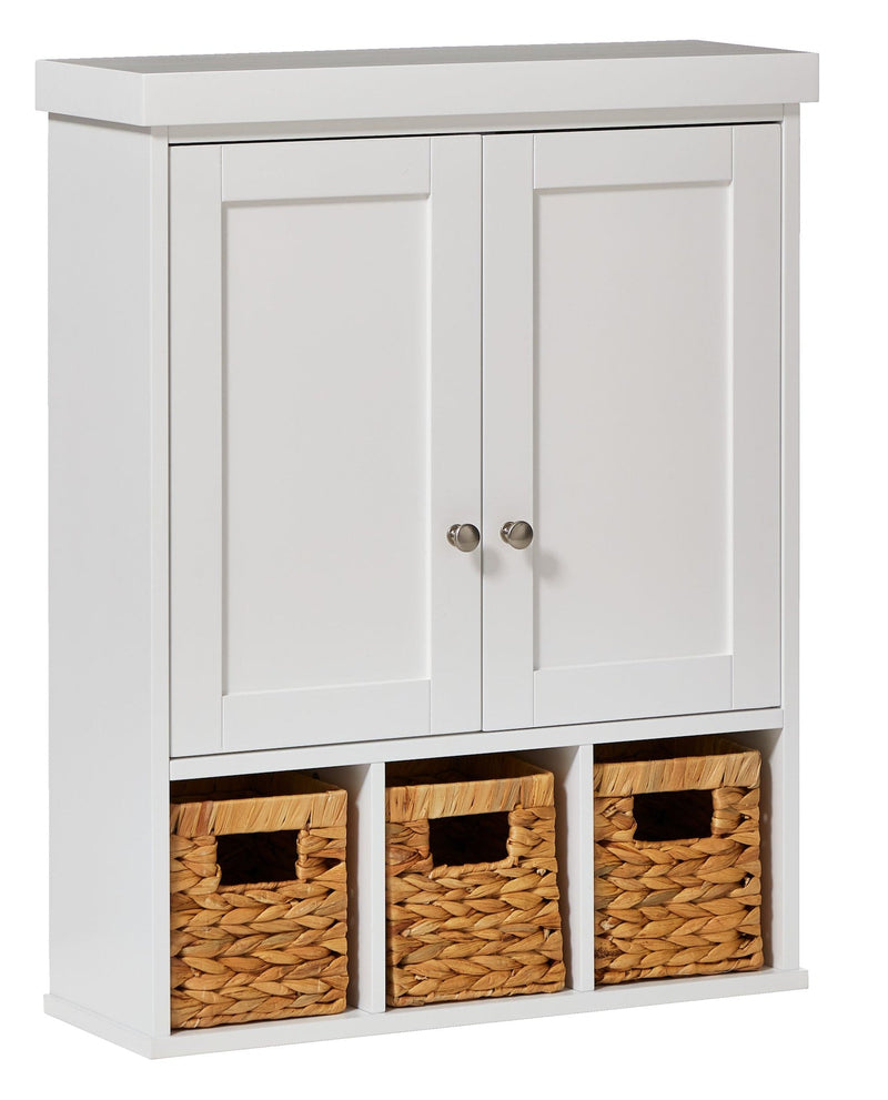 Wall Mount Cabinet With Baskets, White D5V2