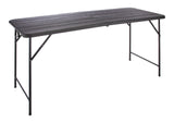 Woodgrain Folding Table, Plastic/Steel, Black, 6-ft R9J5 - product image 1