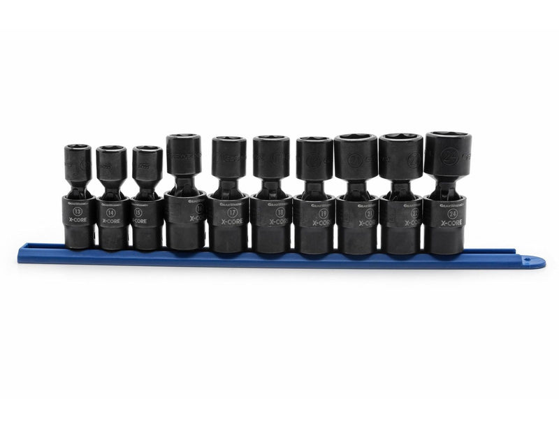 6 Point Standard Drive X-Core Pinless Universal Impact Socket Set, Metric, 1/2-in, 10-pc V2M1