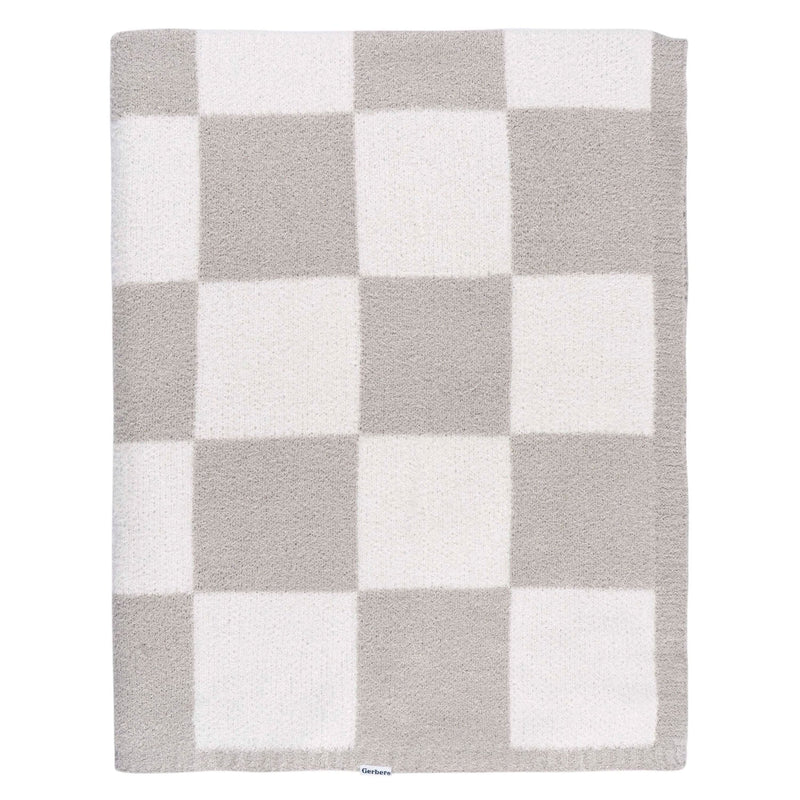 Childrenwear Tan Checkered Silky Mink Baby Blanket W3S8