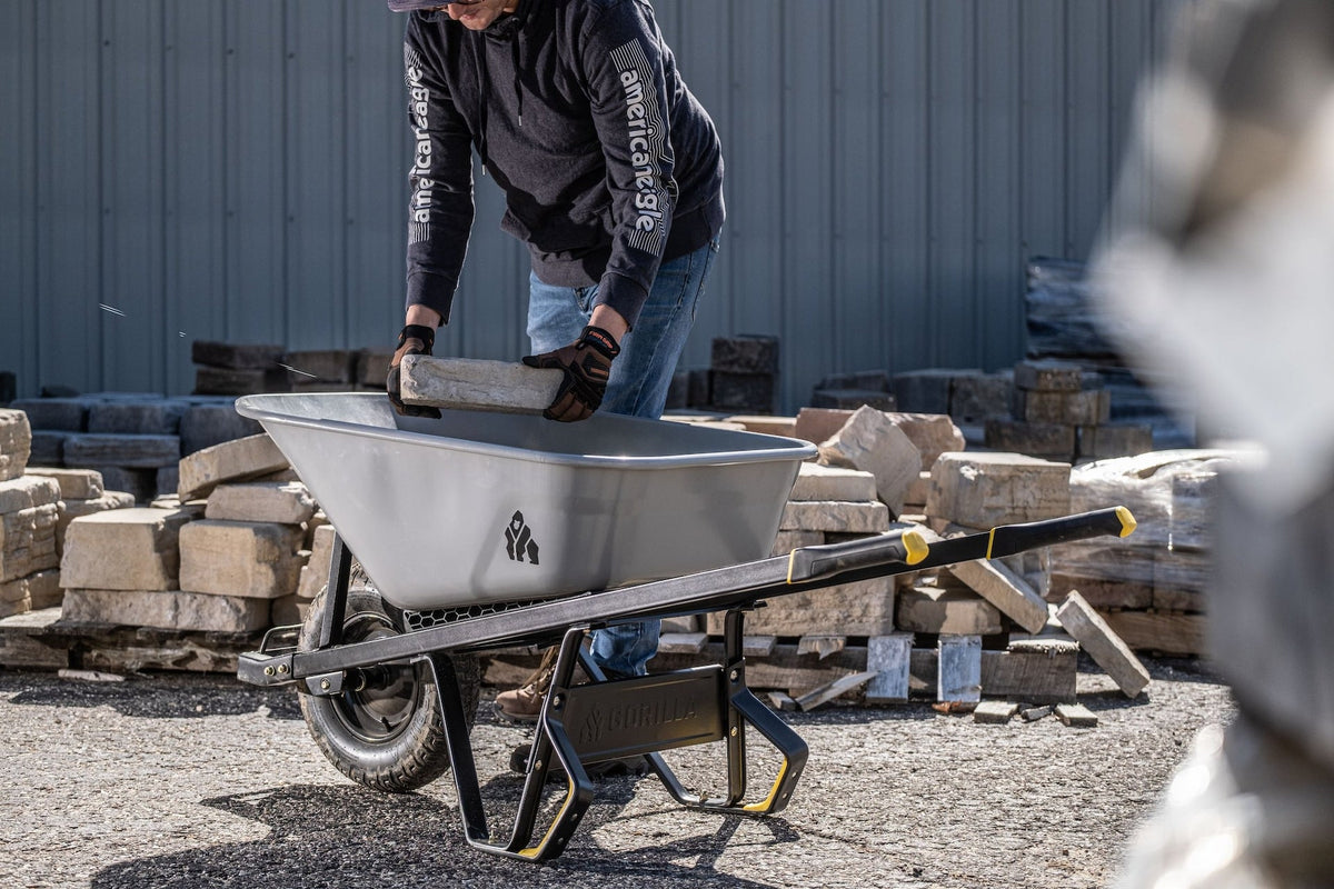 Heavy-Duty Easy Pivot/Dump Steel Tub Wheelbarrow, Steel Tray, 6-cu-ft N4G6 - product image 8