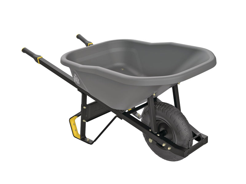 Pro Grade Heavy Duty Poly Tub Wheelbarrow, Poly/Plastic Tray, 6-cu-ft W4M5
