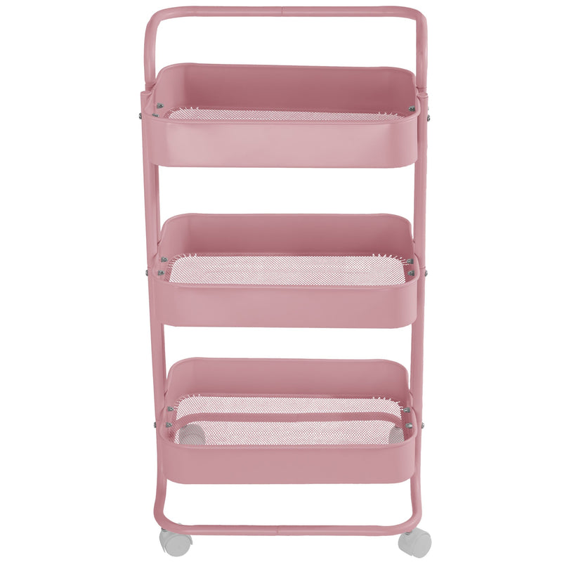 Living Three-Tier Utility Cart, Pink N4R2