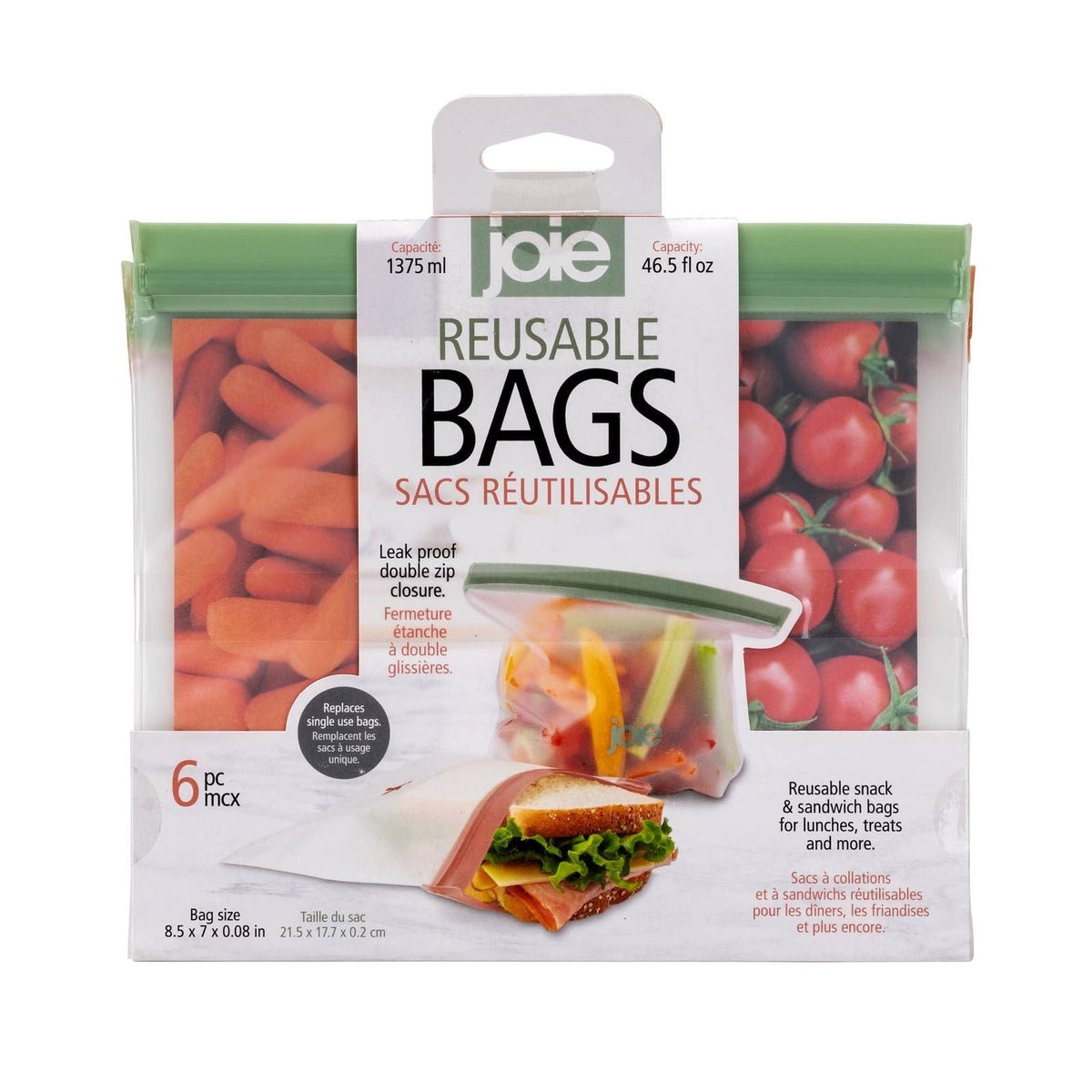 Reusable Peva Food Storage Bags, Terracotta/Sage/Grey, 6-pk P3Q9 - product image 1