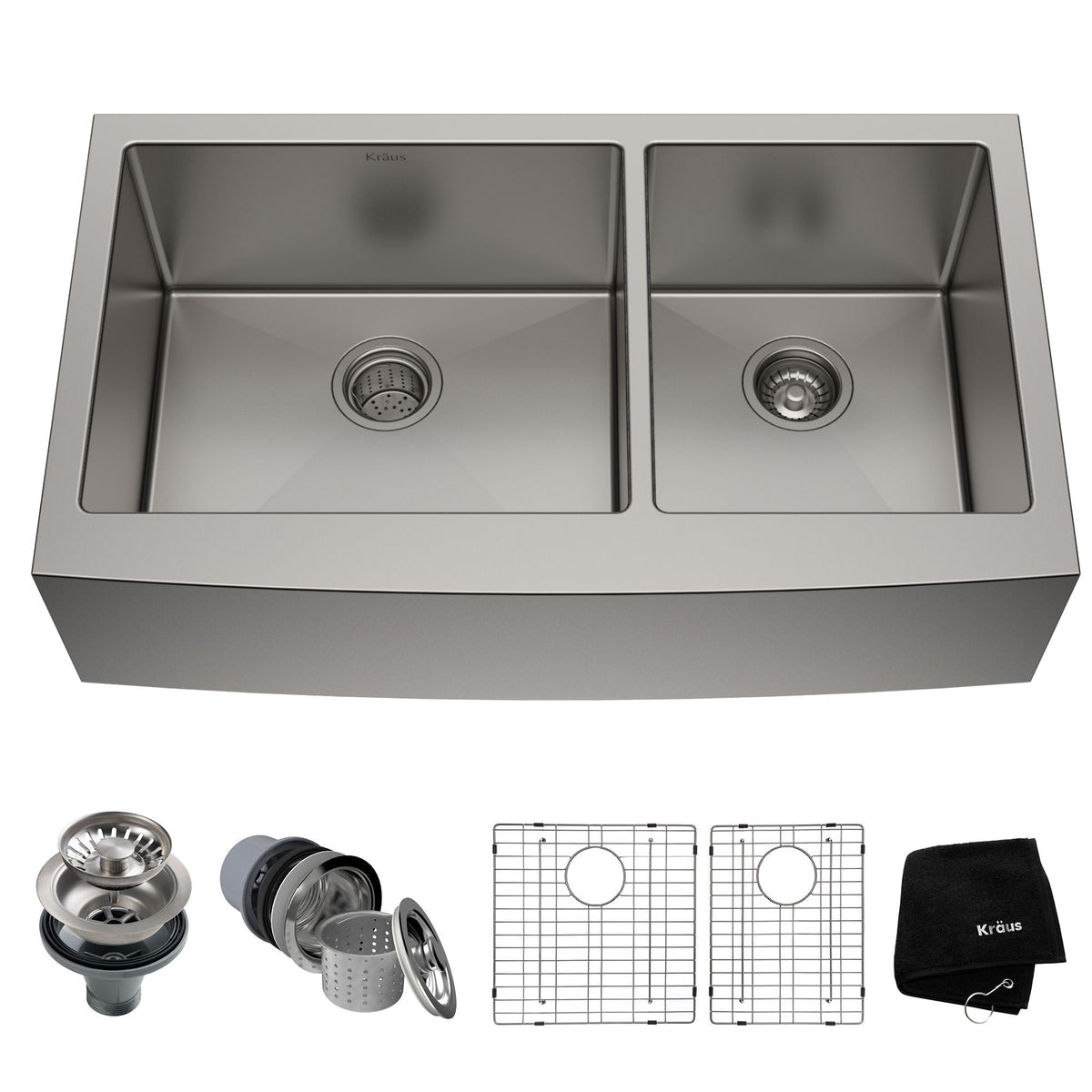 Standard PRO Apron Front Farmhouse Stainless Steel Double Bowl Kitchen Sink, 36x21x10-in T4O2 - product image 1