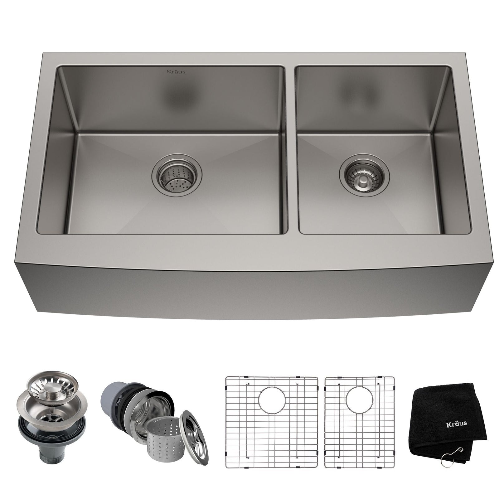 Standard PRO Apron Front Farmhouse Stainless Steel Double Bowl Kitchen Sink, 36x21x10-in W6R8 - product image 1