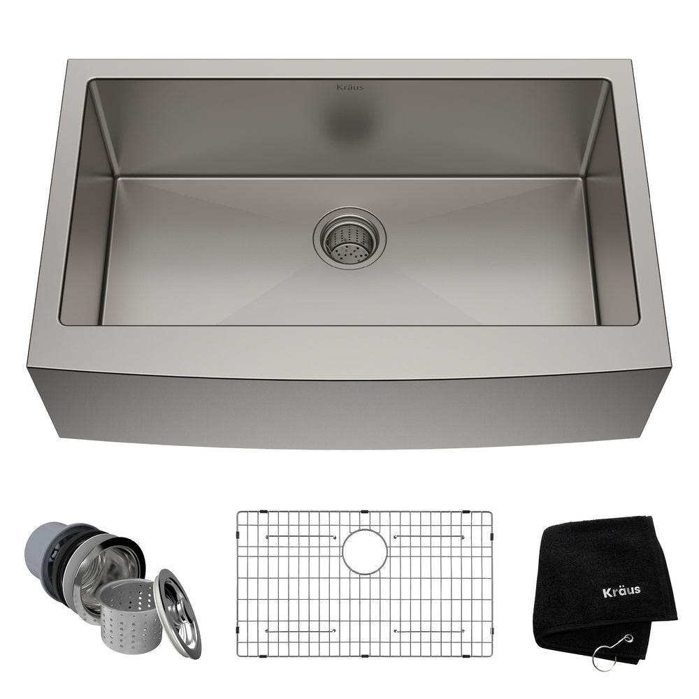 Standard PRO Apron Front Farmhouse Stainless Steel Single Bowl Kitchen Sink, 33x21x10-in G8R4 - product image 1