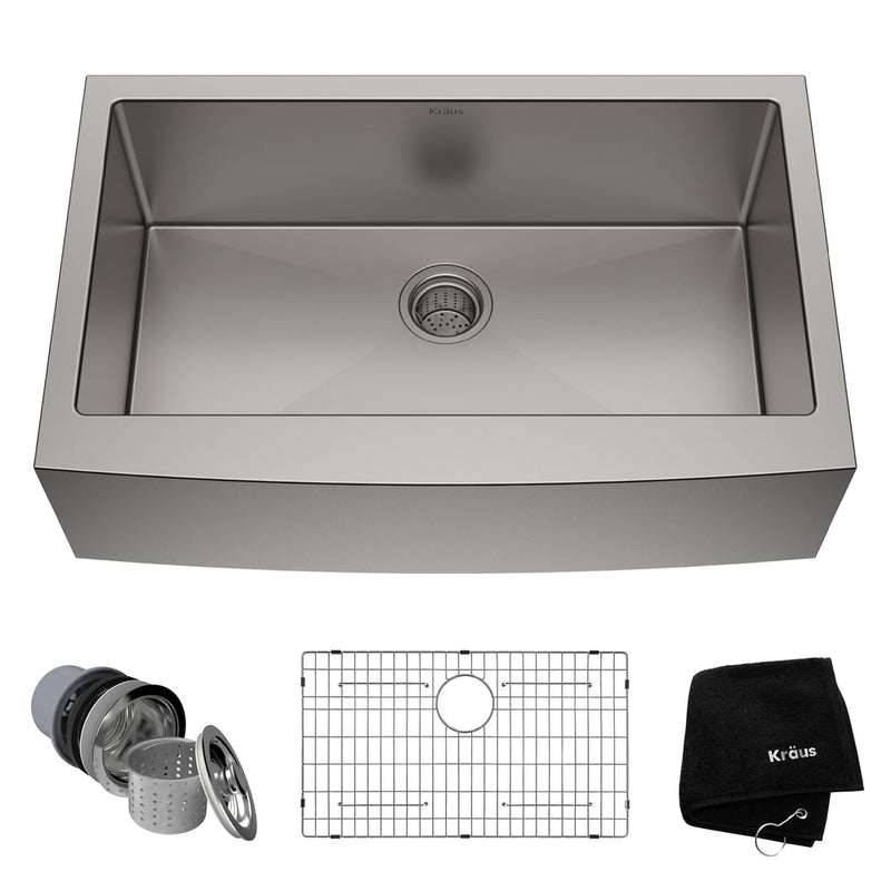 Standard PRO Apron Front Farmhouse Stainless Steel Single Bowl Kitchen Sink, 33x21x10-in G8R4