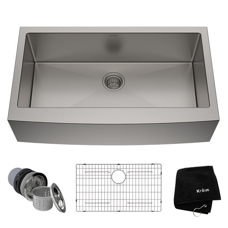 Standard PRO Apron Front Farmhouse Stainless Steel Single Bowl Kitchen Sink, 36x21x10-in A5T8