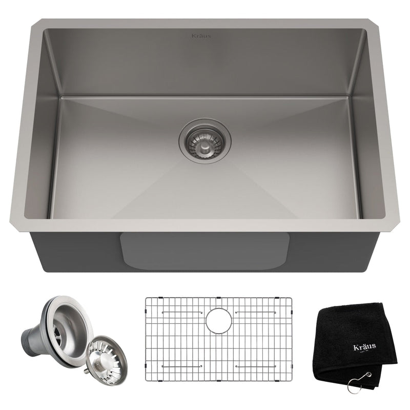 Standard PRO Undermount Stainless Steel Single Bowl Kitchen Sink, 28x19x10-in T6Q6