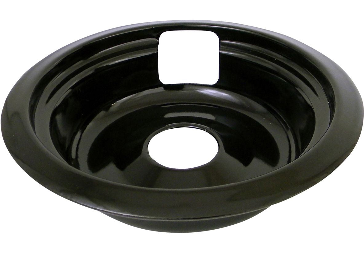 62489 Universal Porcelain Stove Deep-Draw Drip Pan with Trim Ring, Black, 6-in B4X4 - product image 1