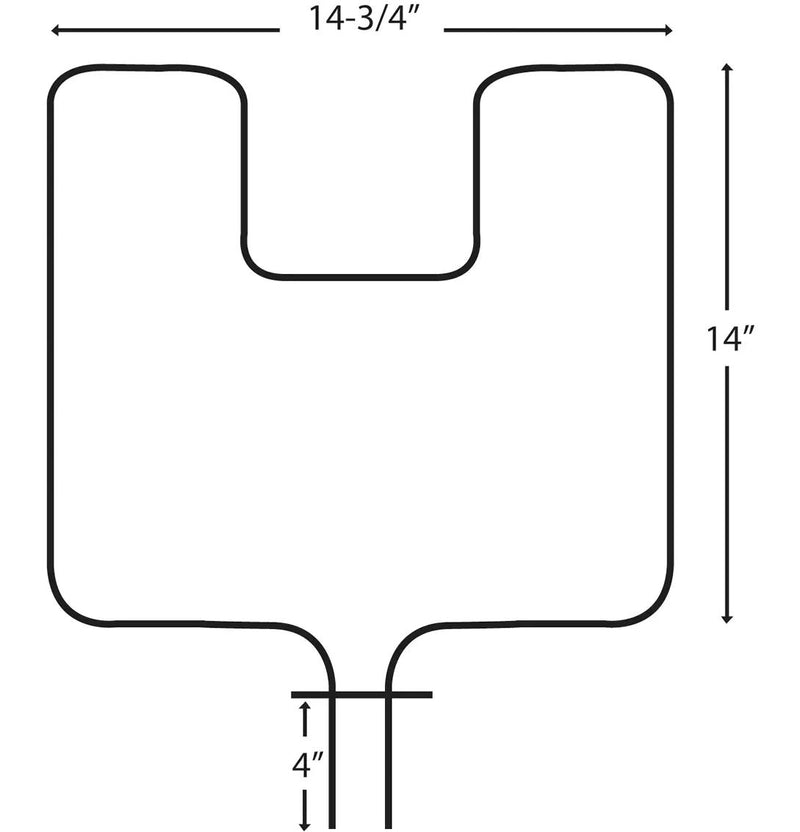 62509/2 Frigidaire Oven/Bake Element with Fixed 90° Connector, 2400W, 14-3/4-in x 14-in J4C2