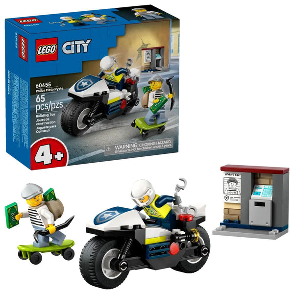 City Police Motorcycle Chase - 60455, 65-pcs, Ages 4+ I8Y9