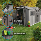 Outdoor Storage Shed with Dual Side Entry, Dark Grey Roughcut, 15 x 8-ft K3G4 - product image 4