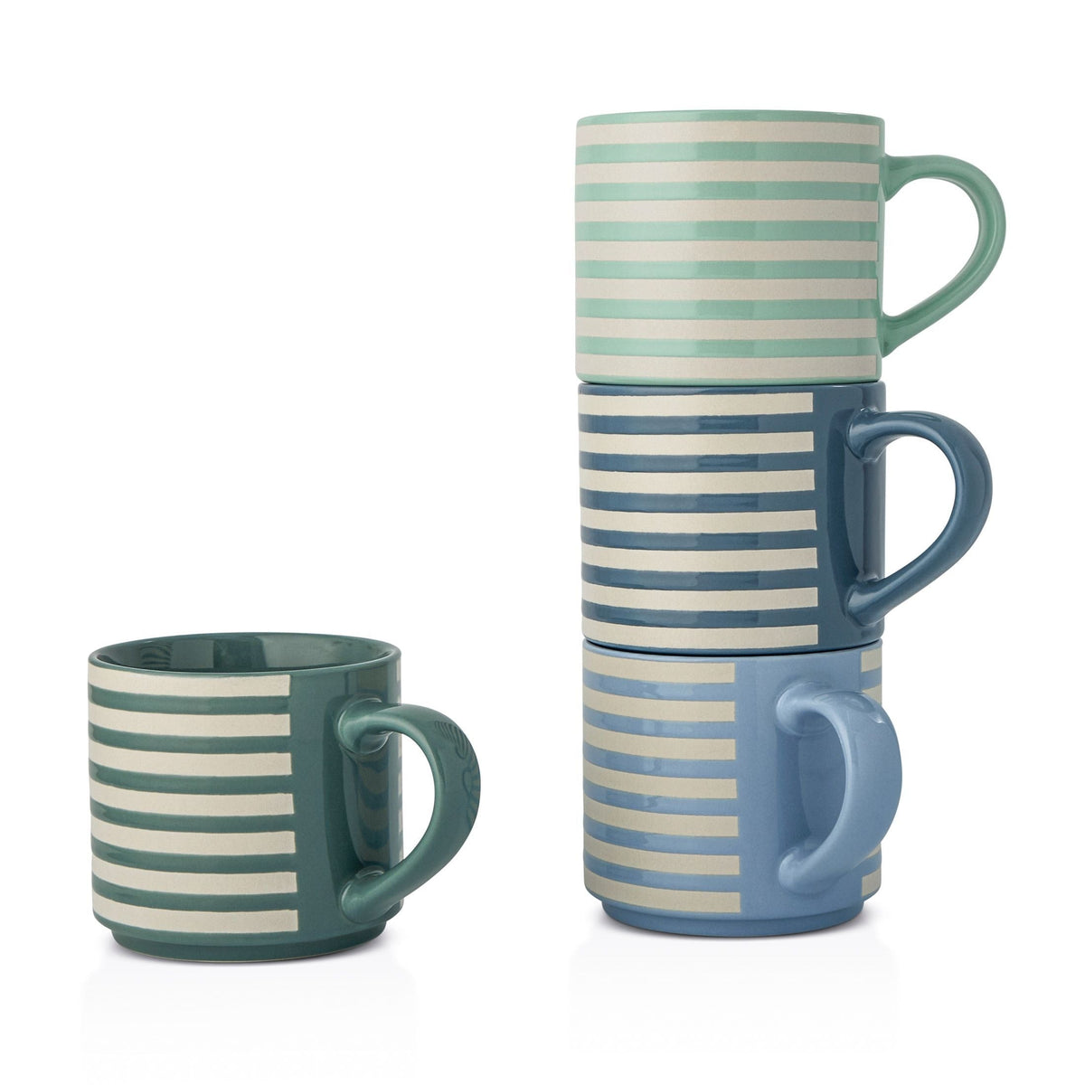 Blue Strip Stackable Mugs, Assorted Colours, 4-pk D2R4 - product image 2