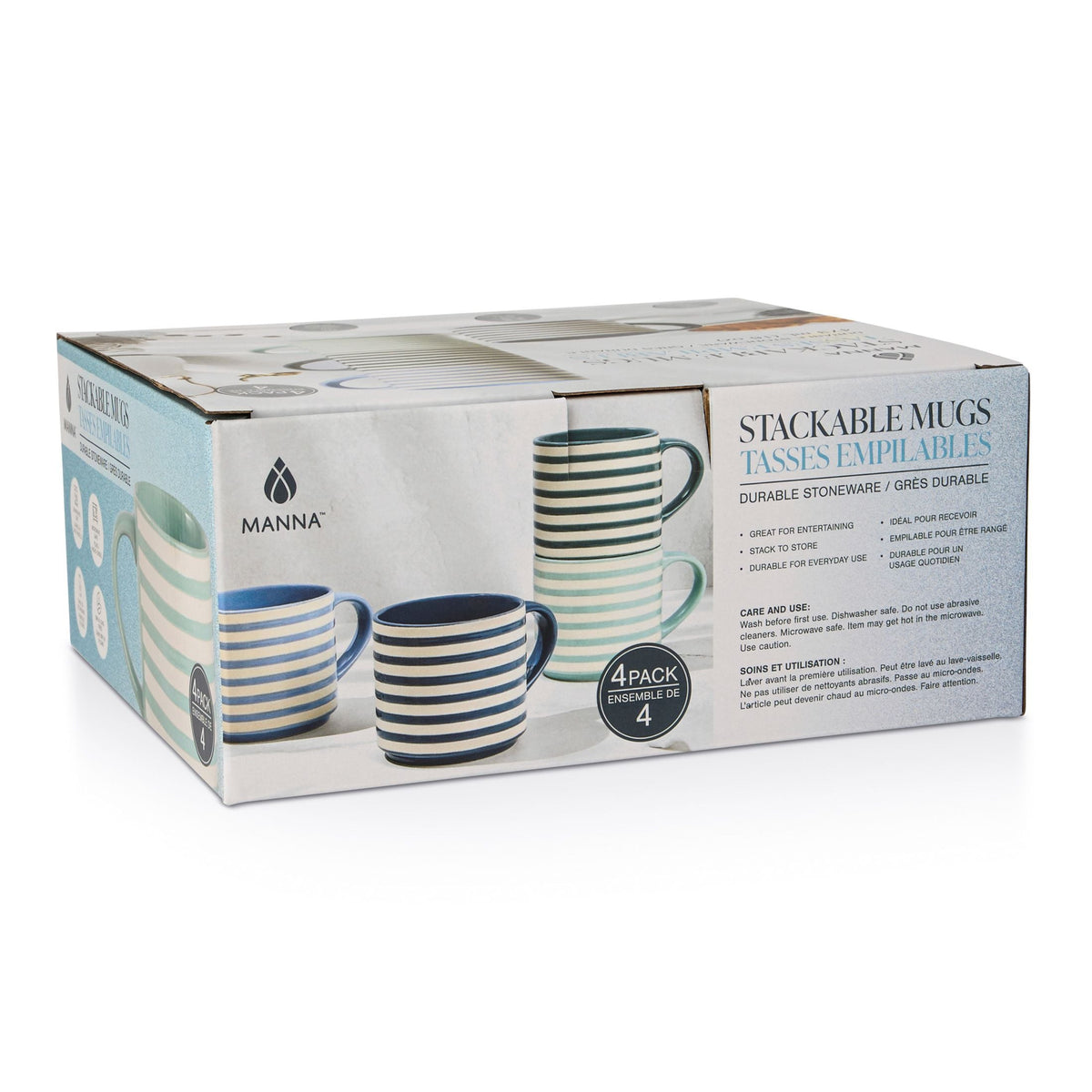 Blue Strip Stackable Mugs, Assorted Colours, 4-pk D2R4 - product image 3