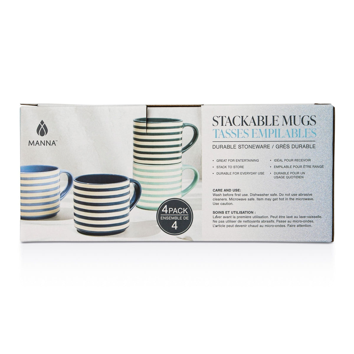 Blue Strip Stackable Mugs, Assorted Colours, 4-pk D2R4 - product image 4