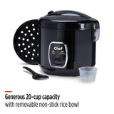 One-Touch Non-Stick Rice Cooker & Steamer, Black, 20 Cups Q8U5 - product image 7