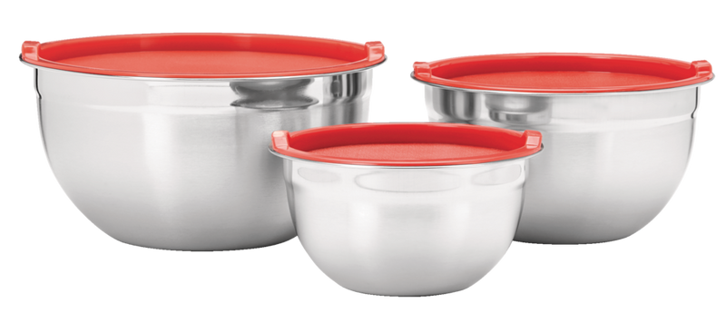 Stainless Steel Mixing Bowls with Plastic Lids, 3-pk N7G2