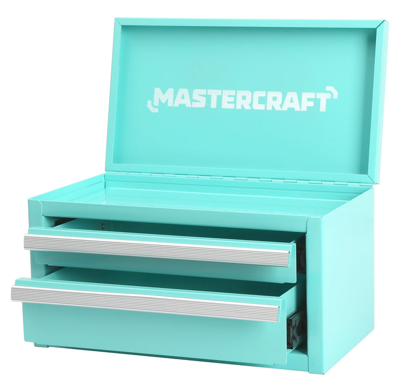 Mini Toolbox with 2 Drawers, Aqua J4A2