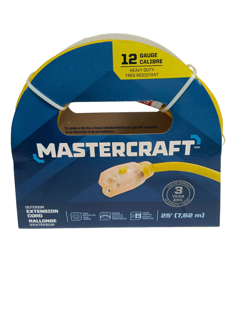Outdoor Extension Cord with Grounded Outlet and Lighted End, Yellow W7U3