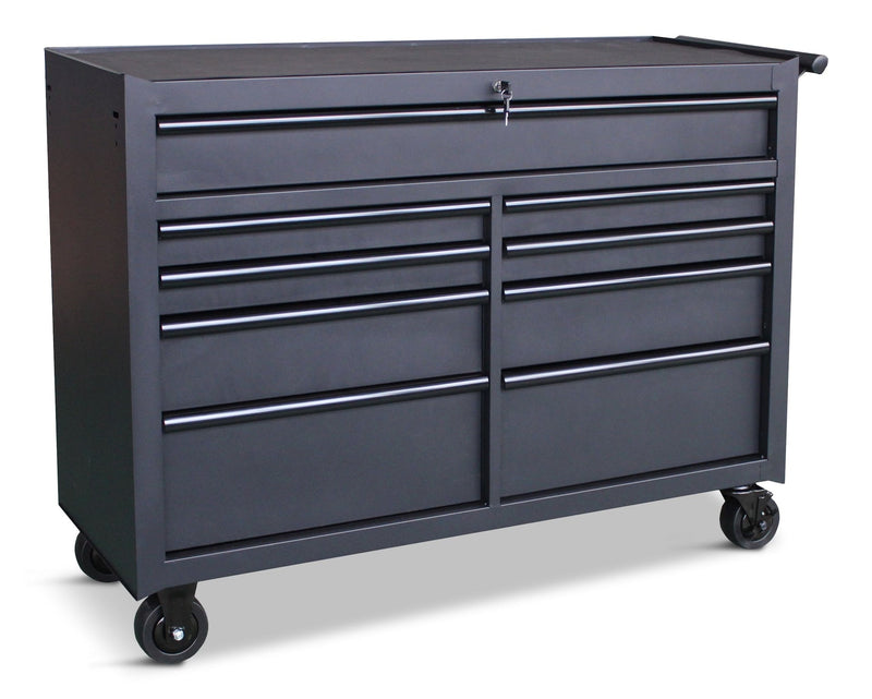 Rolling Tool Storage Cabinet with 9 Drawers, Black, 52-in Z7P0