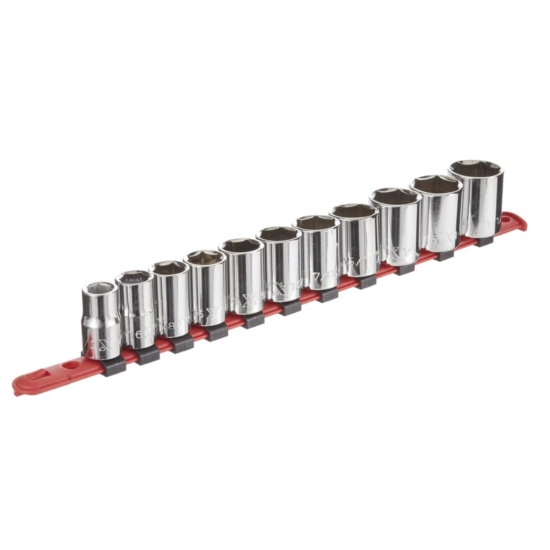 1/2-in Drive 6 Pt. Socket Set, SAE, Nickel-Chrome Plating, 11-pc U2E9