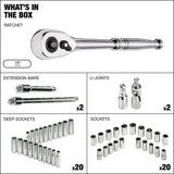 1/2-in Drive Professional Grade Socket Set, 45-pc, SAE/Metric, CRV, Nickel-Chrome Plating K1L6 - product image 2