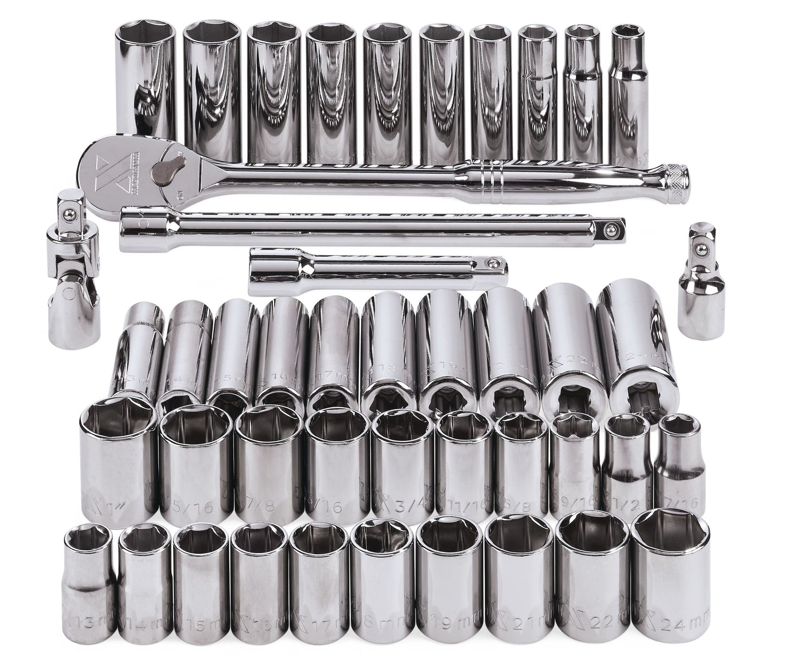 1/2-in Drive Professional Grade Socket Set, 45-pc, SAE/Metric, CRV, Nickel-Chrome Plating K1L6 - product image 5
