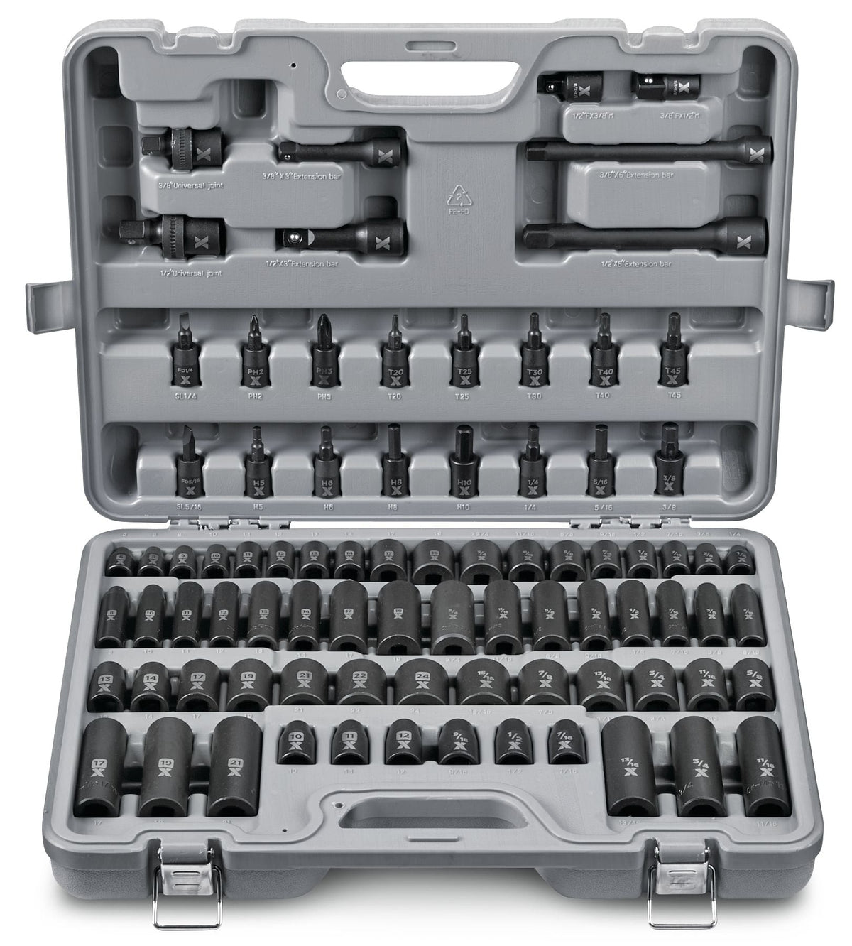 3/8-in & 1/2-in Drive Professional Grade Impact Socket Set, 83-pc, CRMO R0H1 - product image 1