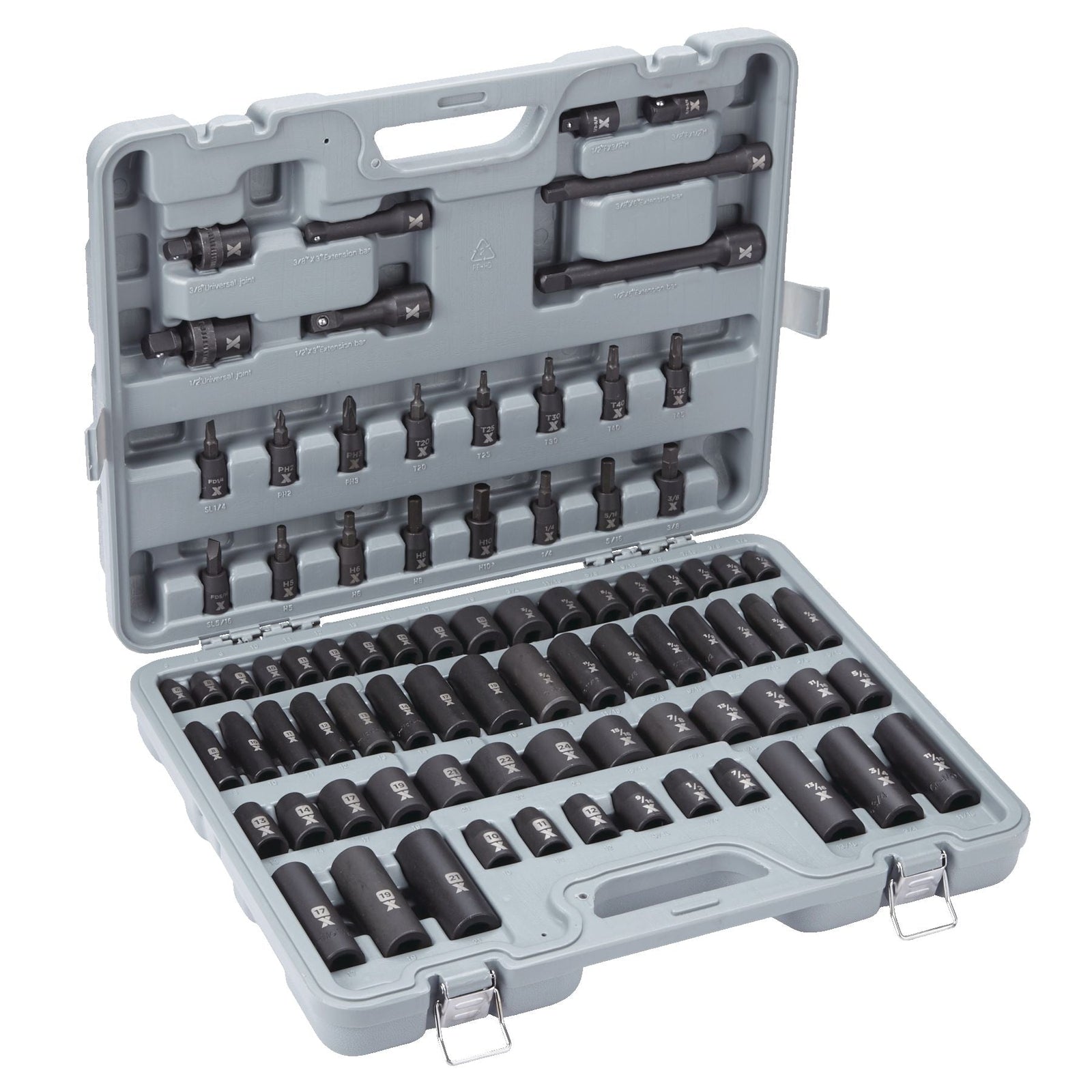 3/8-in & 1/2-in Drive Professional Grade Impact Socket Set, 83-pc, CRMO R0H1 - product image 2