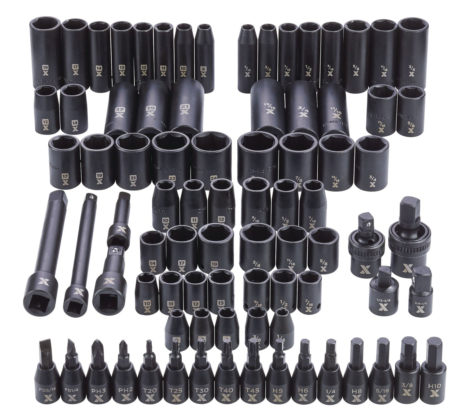 3/8-in & 1/2-in Drive Professional Grade Impact Socket Set, 83-pc, CRMO R0H1 - product image 8