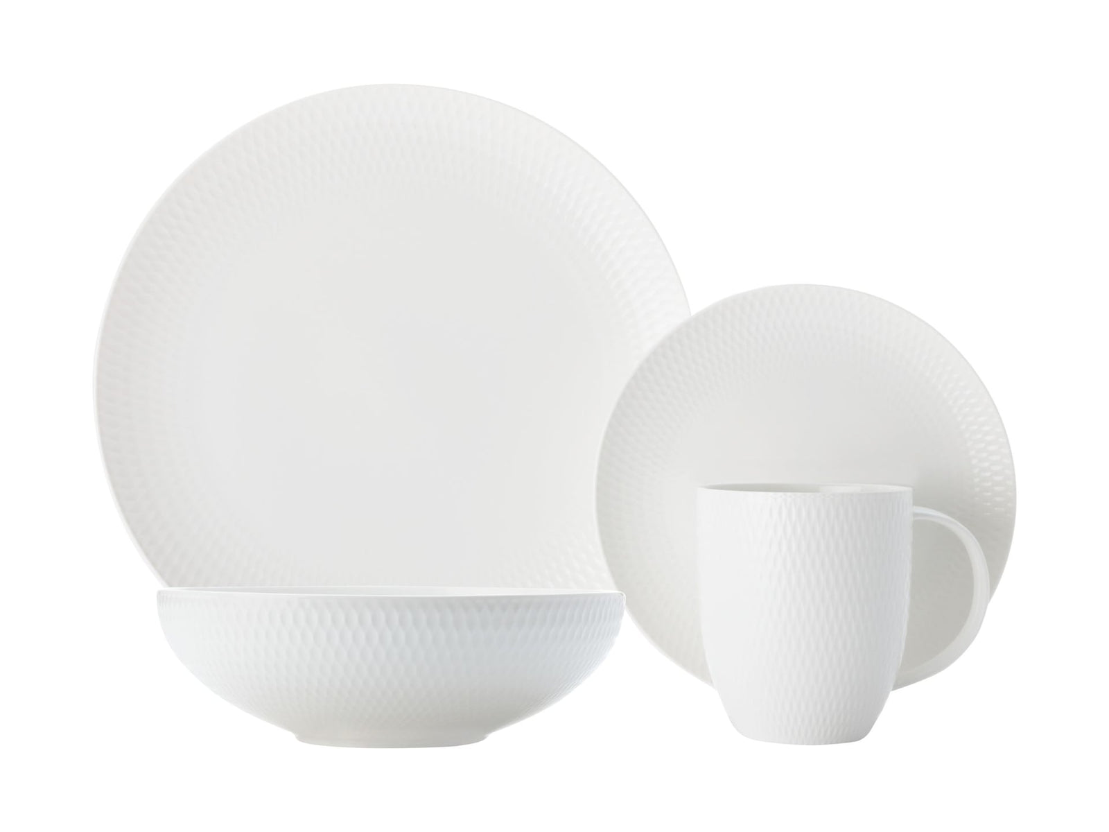 & Williams Round Diamond Porcelain Dinnerware Set, Serves 4, 16-pc, White D1Q5 - product image 1