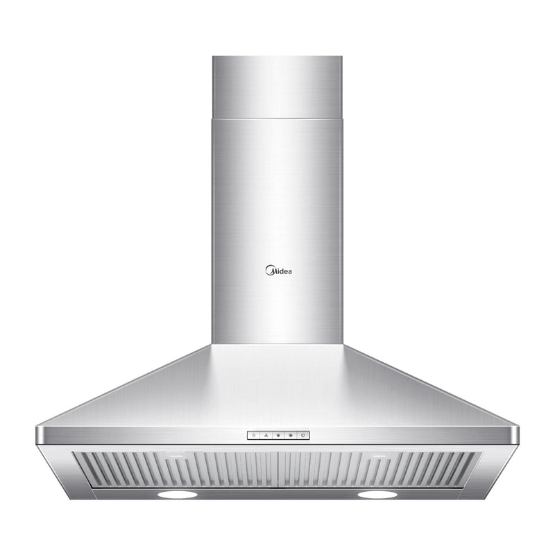 Pyramid 450CFM Push Button Wall Mount Kitchen Exhaust Fan Range Hood, Stainless Steel, 30-in U6N7