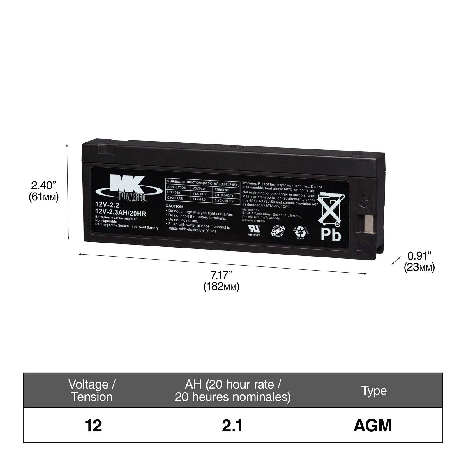Battery 12-Volt 2.3 Ah SLA Battery T2Q5 - product image 1
