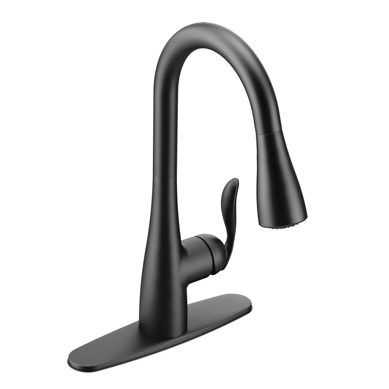Arbor Single Handle Modern Pull Down Kitchen Faucet with Reflex & Power Clean, Matte Black D5U8