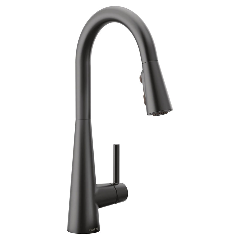 Sleek Single Handle High Arc Pull Down Sprayer Kitchen Faucet with Power Boost, Matte Black B3R8