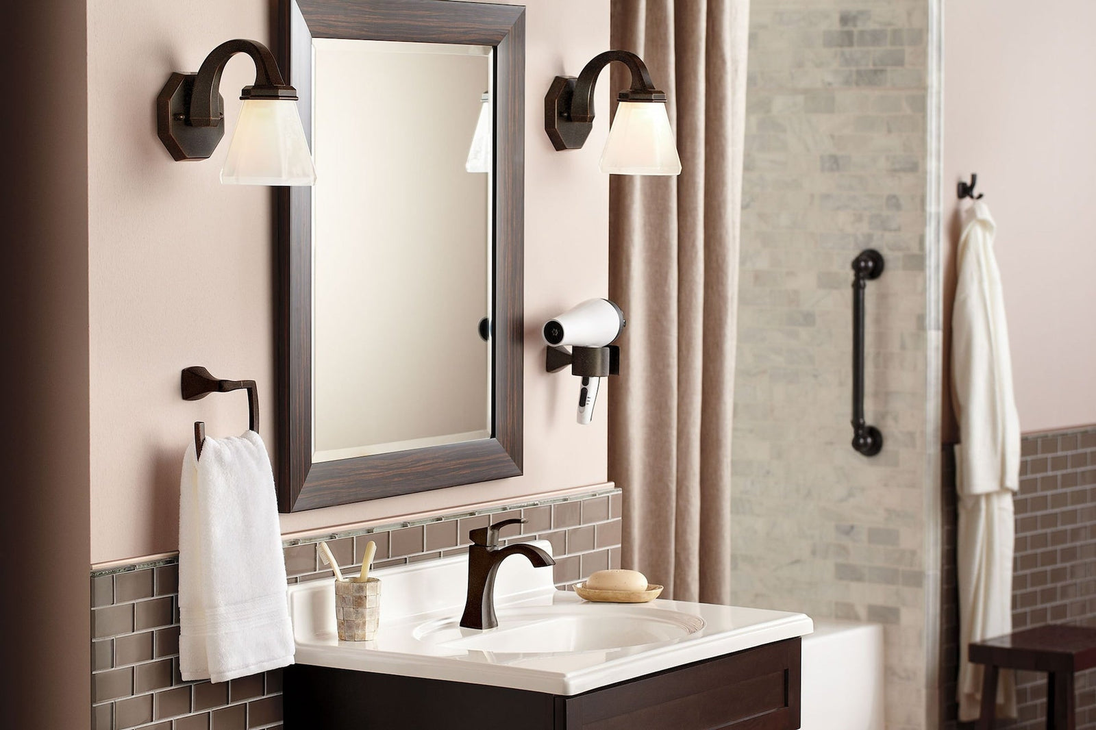 Voss Double Handle High Arc Single Hole Bathroom Sink Faucet, WaterSense Certified, Oil Rubbed Bronze K8J4 - product image 3
