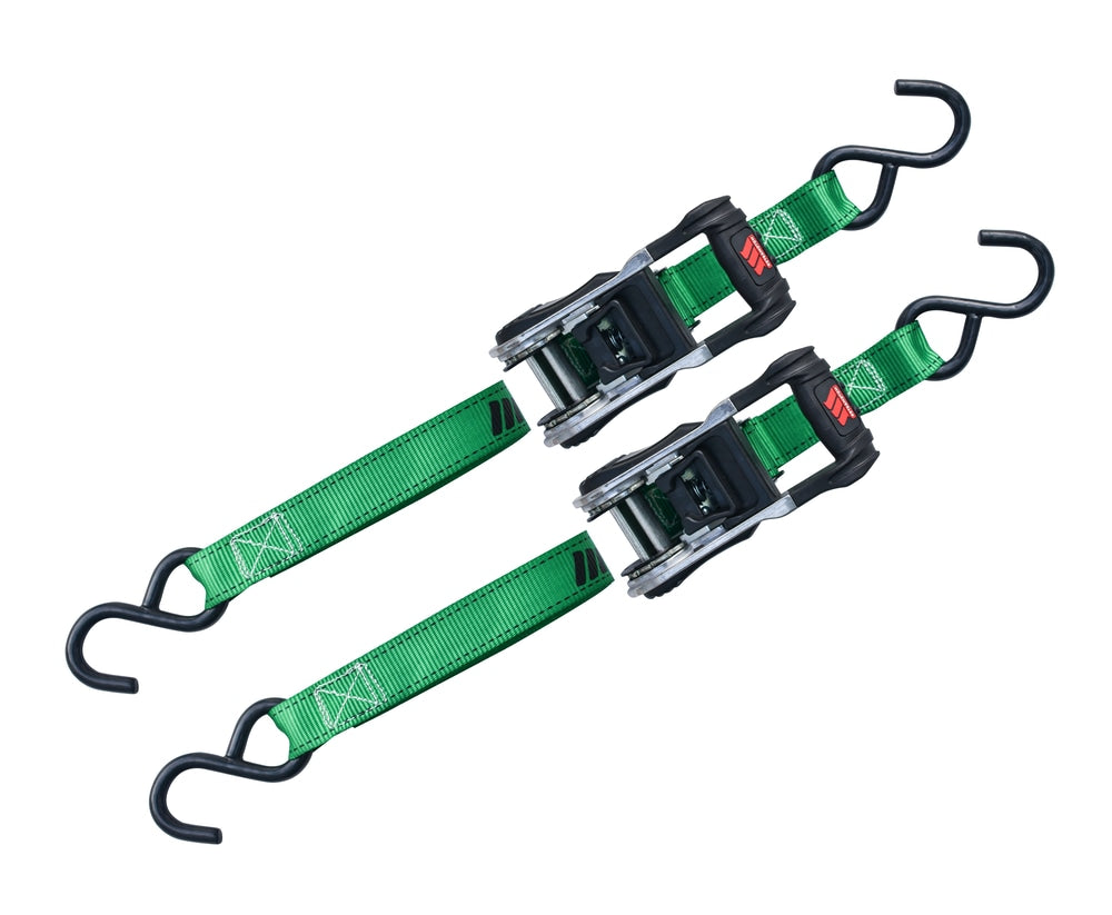 1,500-lb Ratchet Tie Down Straps, with Padded Handle, 1-in x 10-ft, 2-pk D8B5 - product image 1