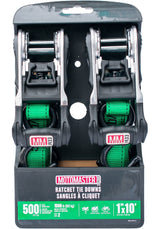 1,500-lb Ratchet Tie Down Straps, with Padded Handle, 1-in x 10-ft, 2-pk D8B5 - product image 2