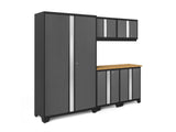 Bold 3.0 Series 24-Gauge Steel Garage Cabinetry Set with Bamboo Top, Partial Assembly, 96-in x 18-in x 72-in, 6-pc T6Q4 - product image 1