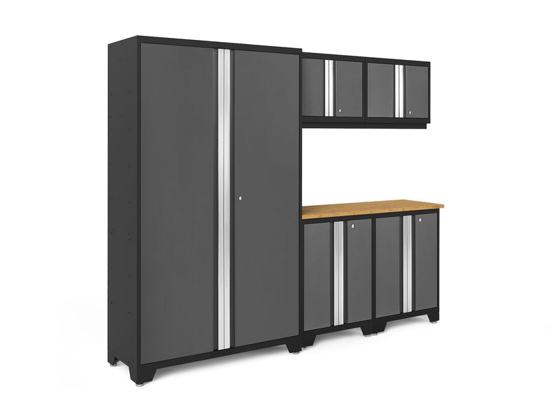 Bold 3.0 Series 24-Gauge Steel Garage Cabinetry Set with Bamboo Top, Partial Assembly, 96-in x 18-in x 72-in, 6-pc T6Q4
