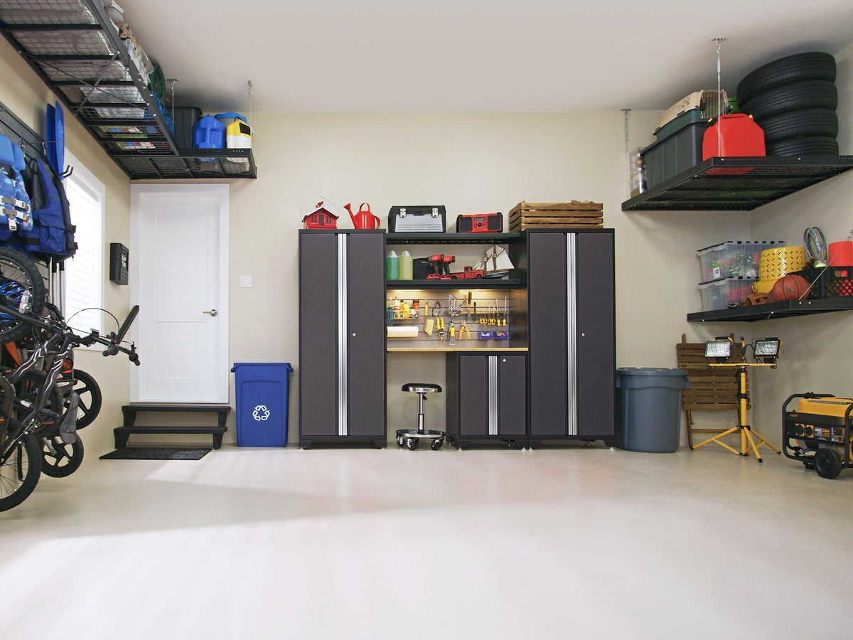 Bold 3.0 Series 24-Gauge Steel Garage Cabinetry Set with Bamboo Top, Partial Assembly, 96-in x 18-in x 72-in, 6-pc T6Q4 - product image 4