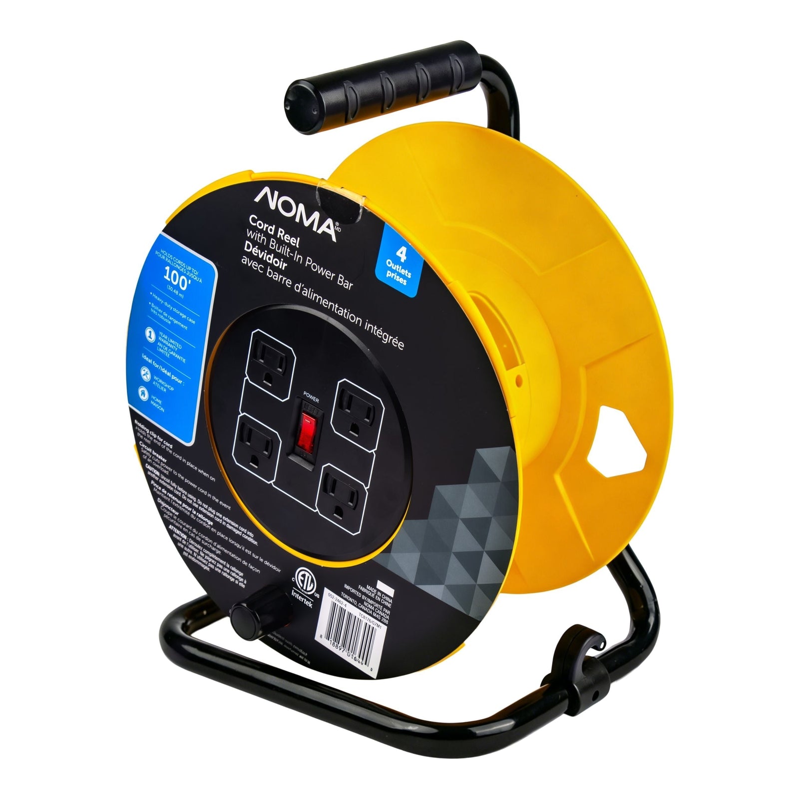 100-ft Extension Cord Storage Reel with 4 Grounded Outlets and Circuit Breaker N0S6 - product image 2