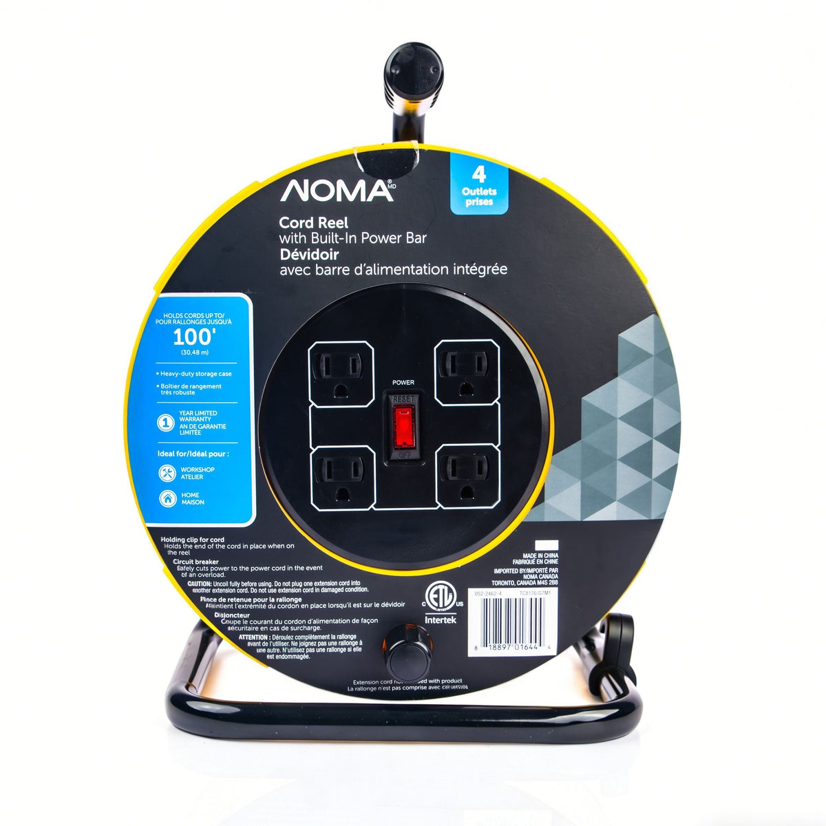 100-ft Extension Cord Storage Reel with 4 Grounded Outlets and Circuit Breaker N0S6 - product image 3