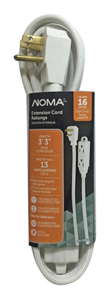3-ft 3-in 16/3 Indoor Extension Cord with Right Angle Plug, 3 Grounded Outlets, White M6I8 - product image 1