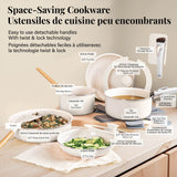 Gotham Steel Pots & Pan Set with Removable Handles, Cream, 18-pc L7X9 - product image 3